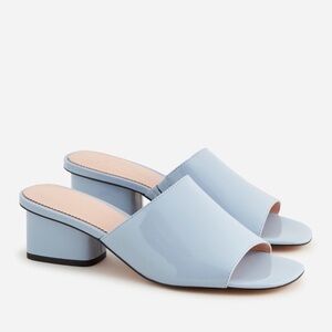 NEW J. Crew 1997 Mules in Patent Leather Icy Blue Heels Slides Sandals Size 10